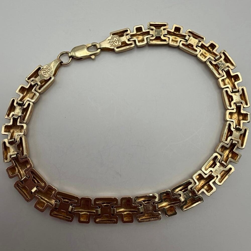 Vintage 10K Yellow Gold Link Bracelet with 14K Lobster Clasp (4.77g) Lightweight - Picture 2 of 8